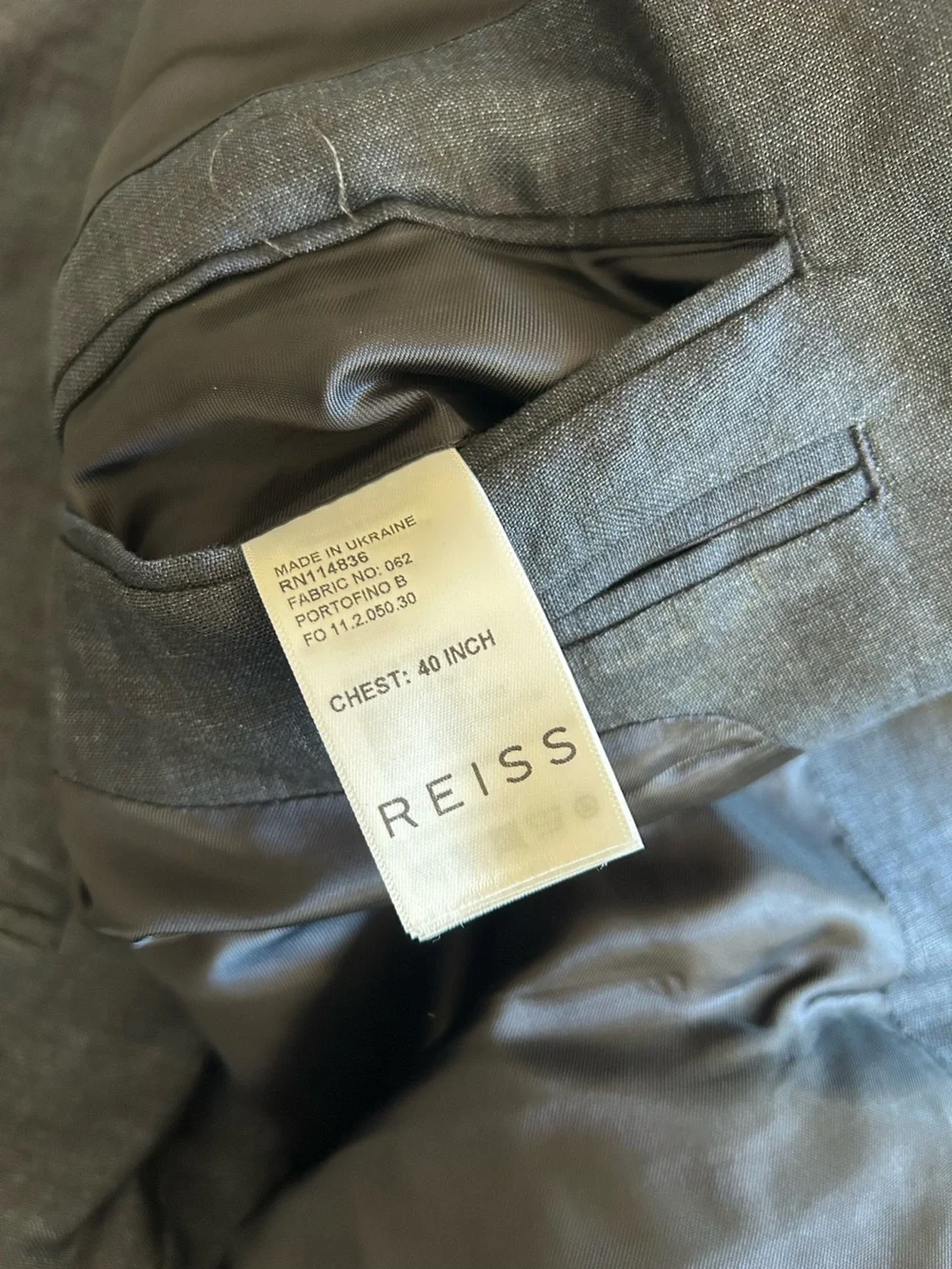 Reiss Navy Blue Single-Breasted Linen Blend Suit jacket and pants